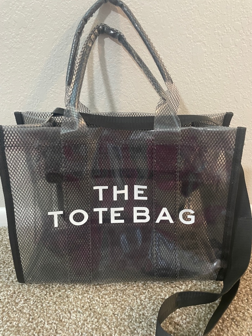 Black Clear “The Tote Bag” Large Tote Handbags with Removable Wide Strap ✨